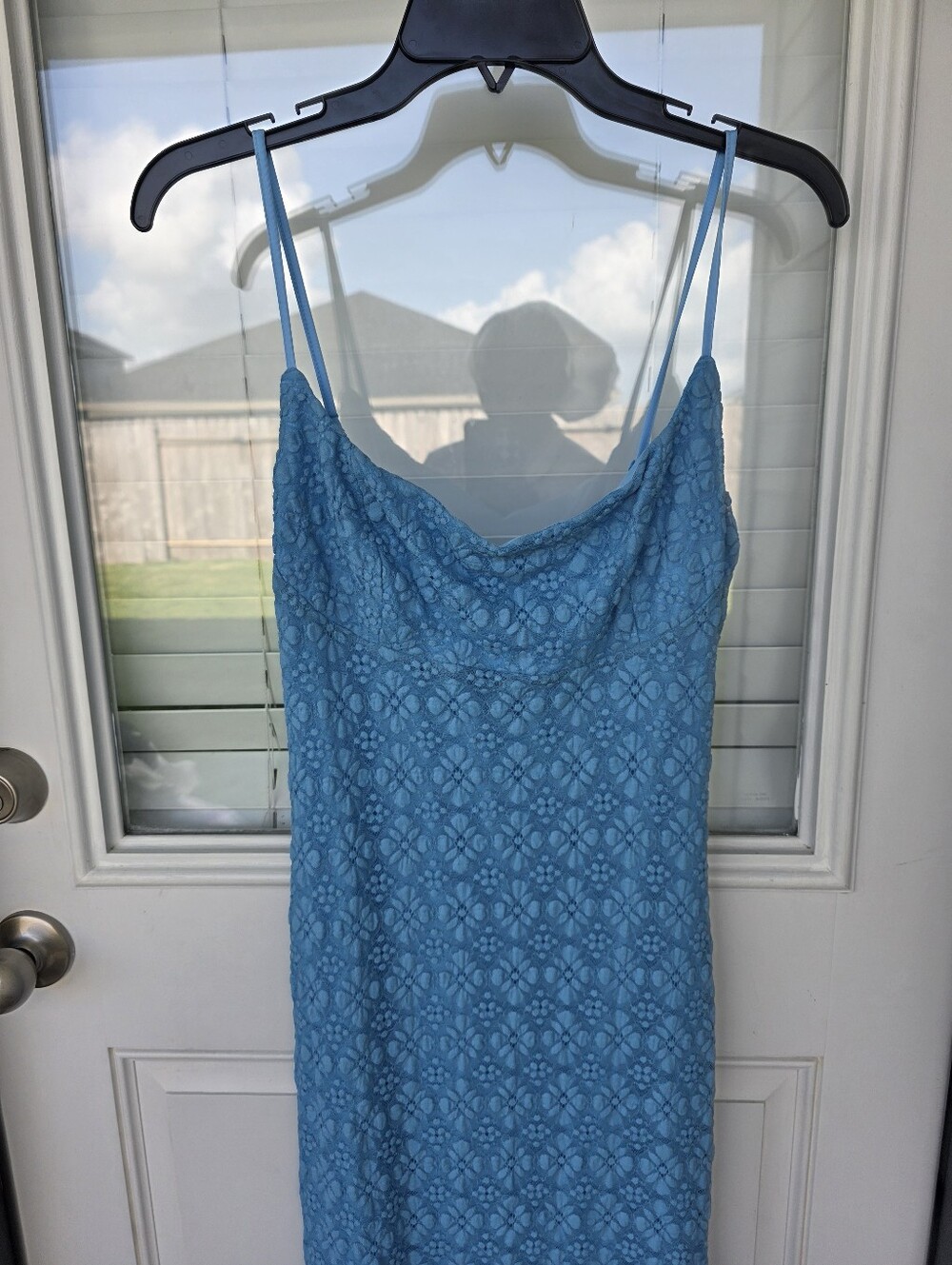 Bardot Blue Lace Slip Dress XXL Midi Spaghetti Strap Delicate Floral Party NWT - Picture 5 of 11